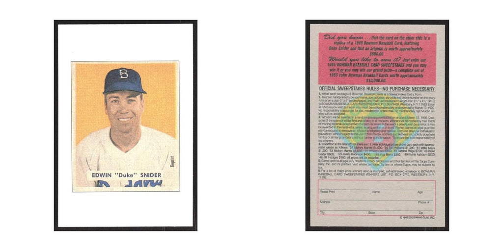 1989 Bowman Duke Snider Dodgers #nan