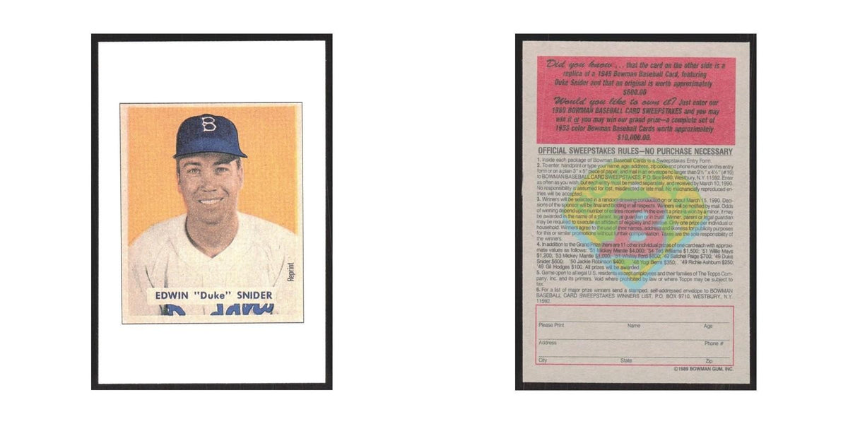 1989 Bowman Edwin Duke Snider Brooklyn Dodgers #nan