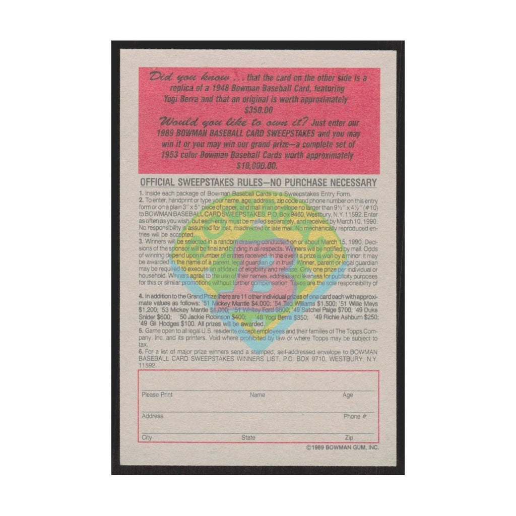 1989 Bowman Yogi Berra Yankees #nan