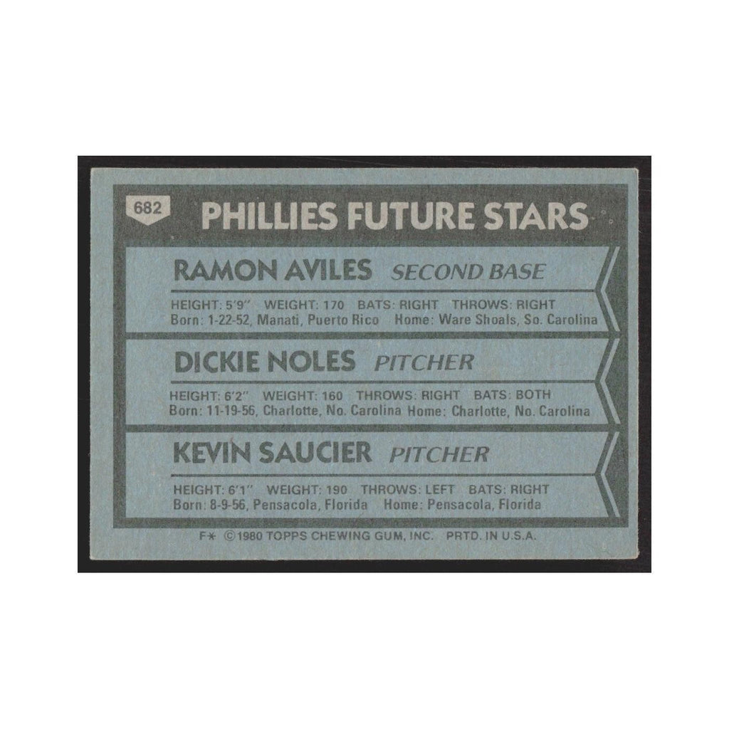 1980 Topps Ramon Aviles/Dickie Noles/KevinSaucier Phillies #682