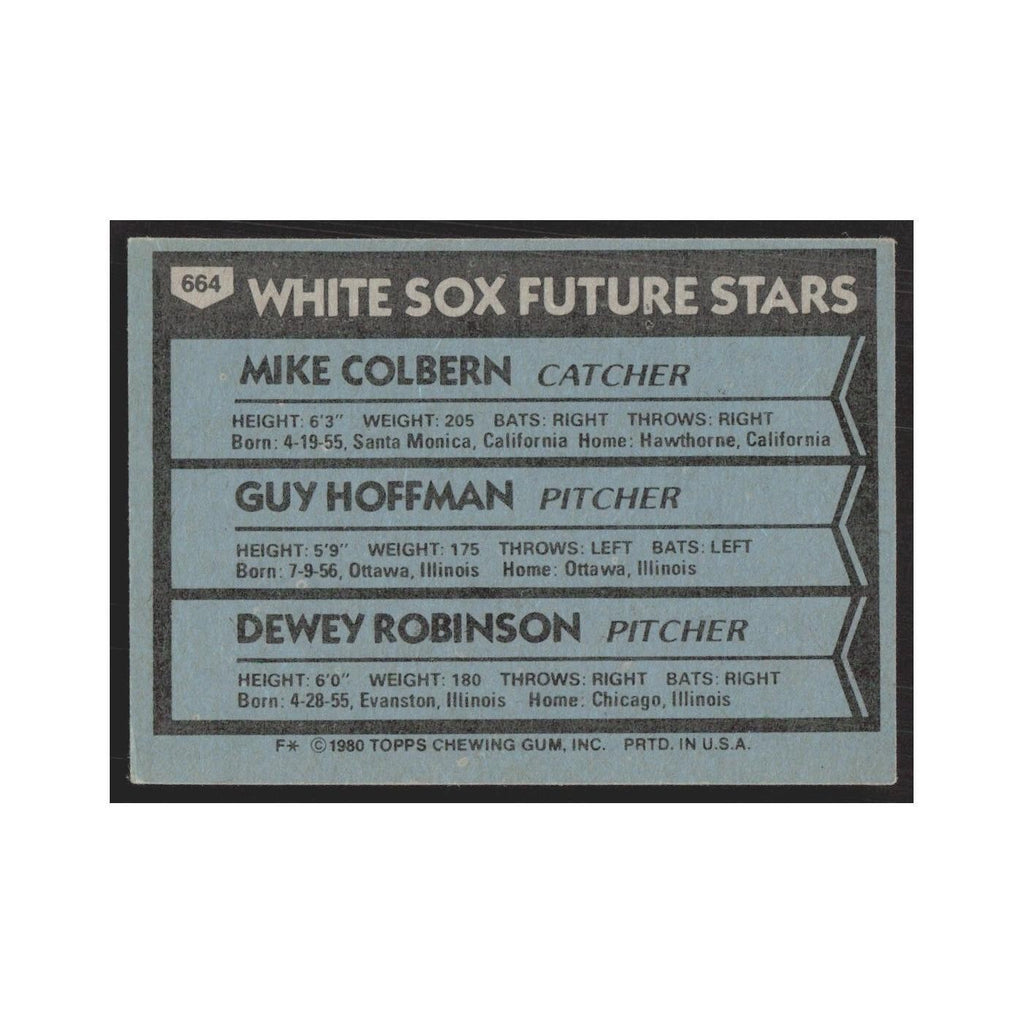 1980 Topps Mike Colbern/Guy Hoffman/Dewey Robinson White Sox #664