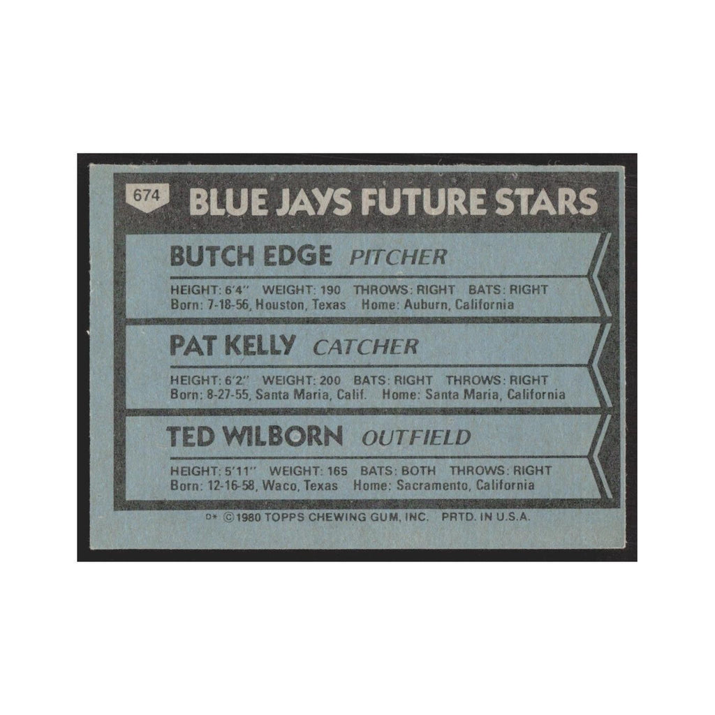 1980 Topps Butch Edge/Pat Kelly/Ted Wilborn Blue Jays #674
