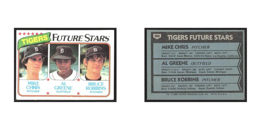 1980 Topps Mike Chris/Al Greene/Bruce Robbins Tigers #666