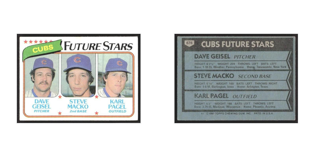 1980 Topps Dave Geisel/Steve Macko/Karl Pagel Cubs #676