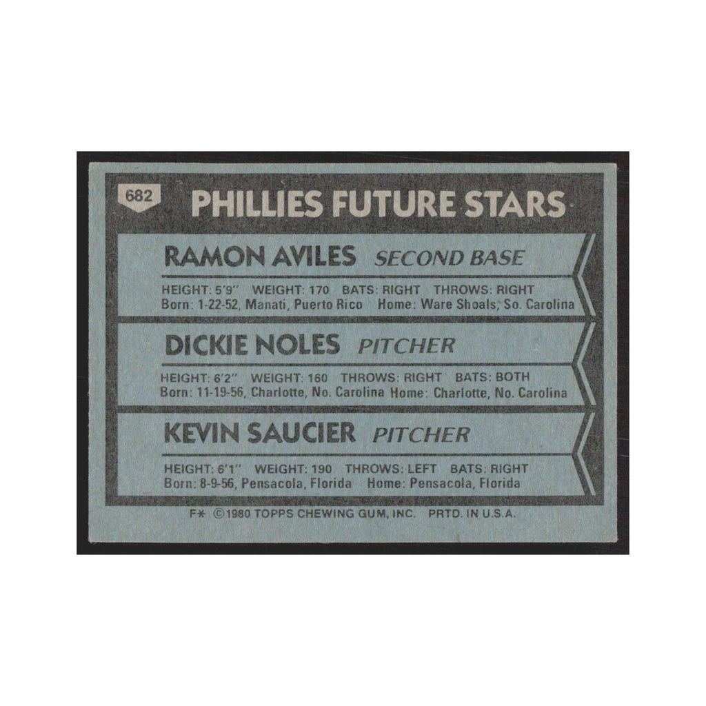 1980 Topps Ramon Avils/Dickie Noles/Kevin Saucier Phillies #682