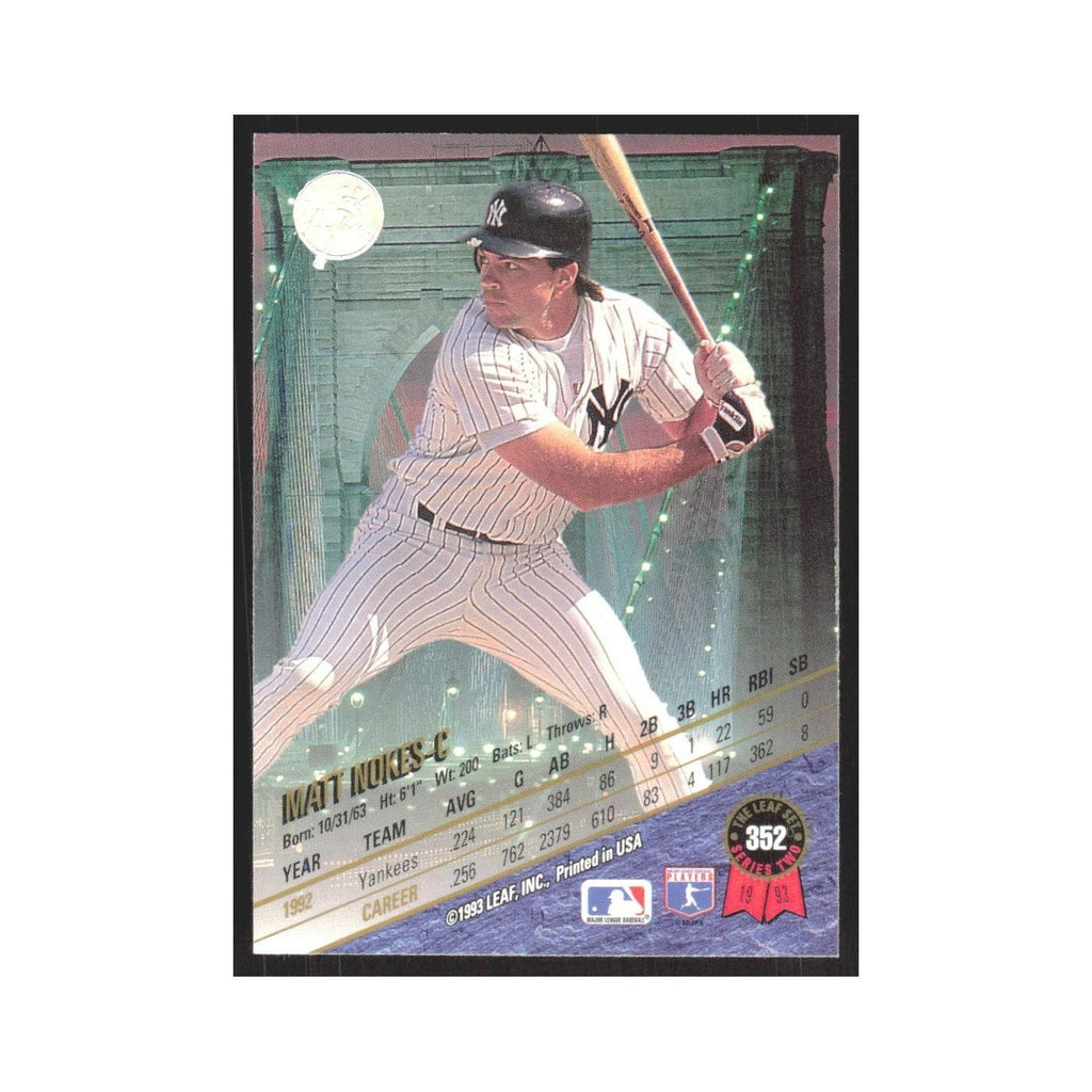 1993 Leaf Matt Nokes Yankees #352