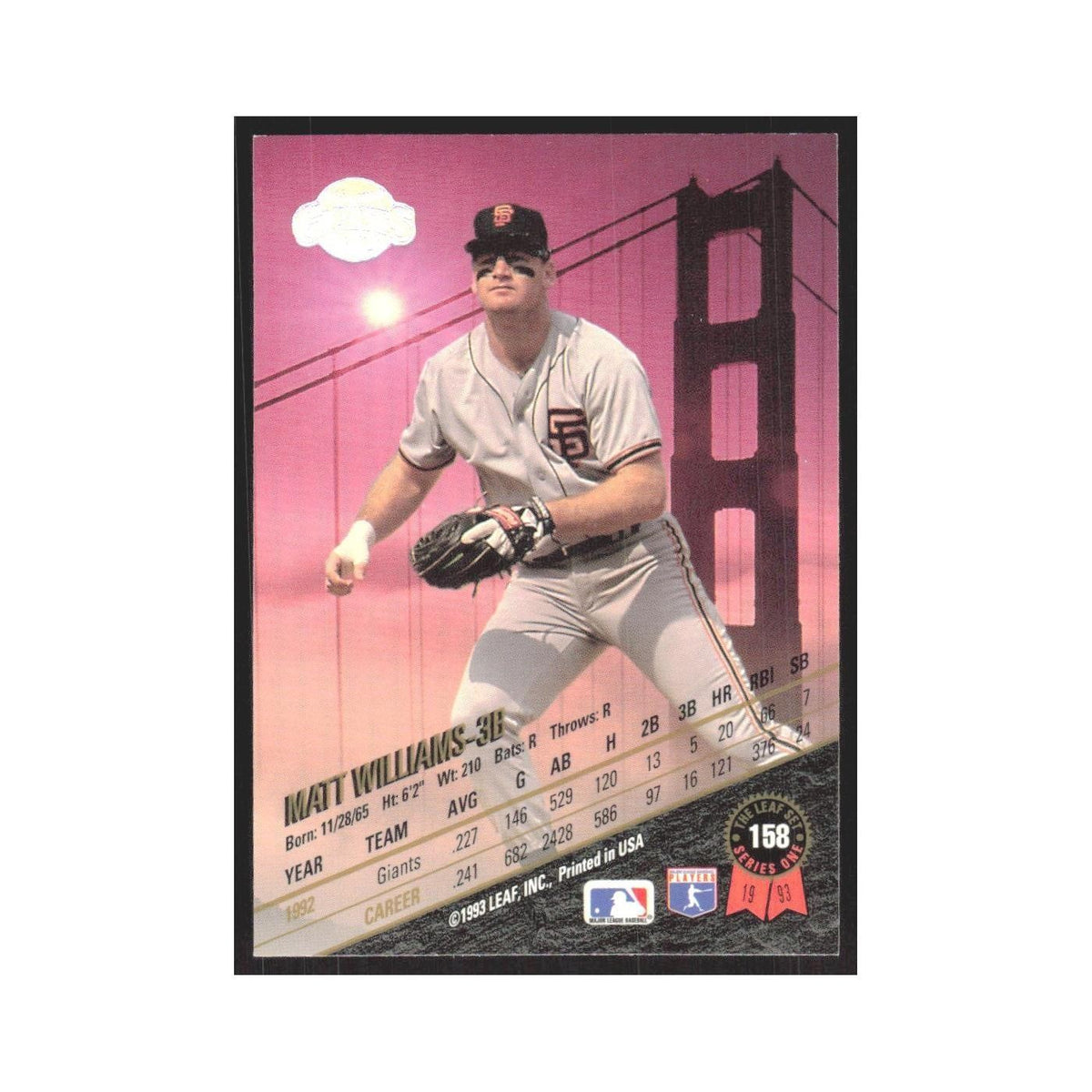 1993 Leaf Matt Williams Giants #158