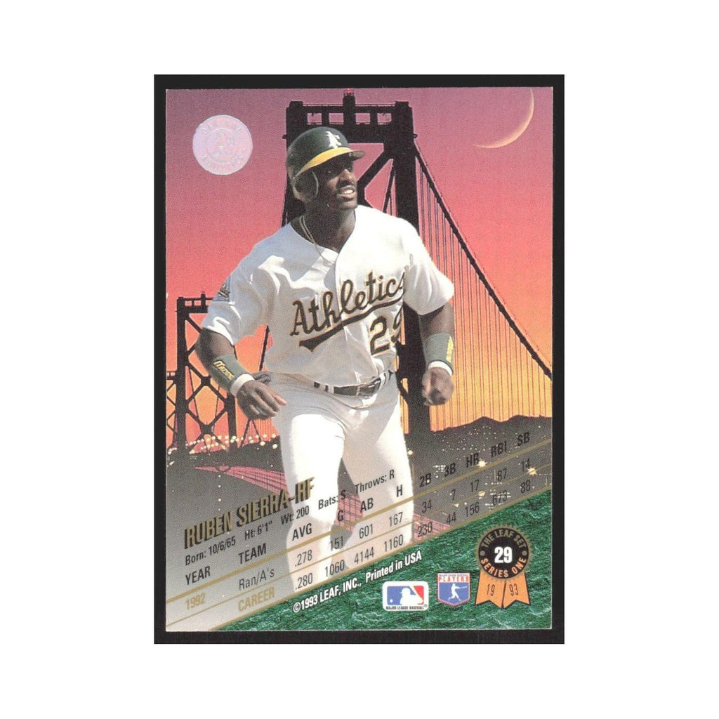 1993 Leaf Ruben Sierra Athletics #29