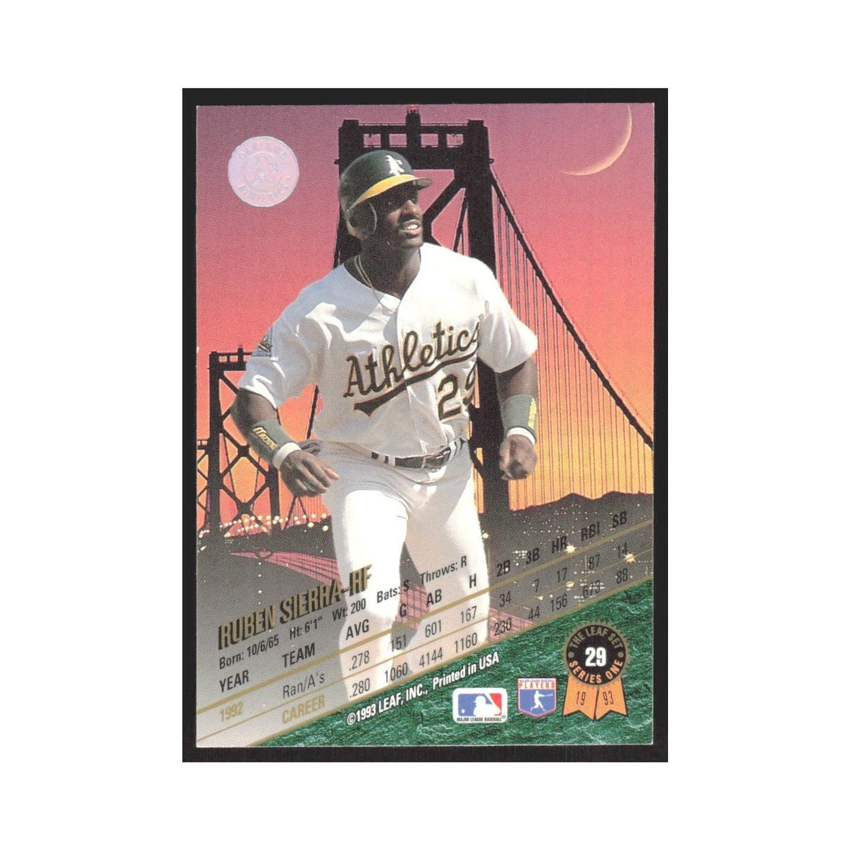 1993 Leaf Ruben Sierra Athletics #29