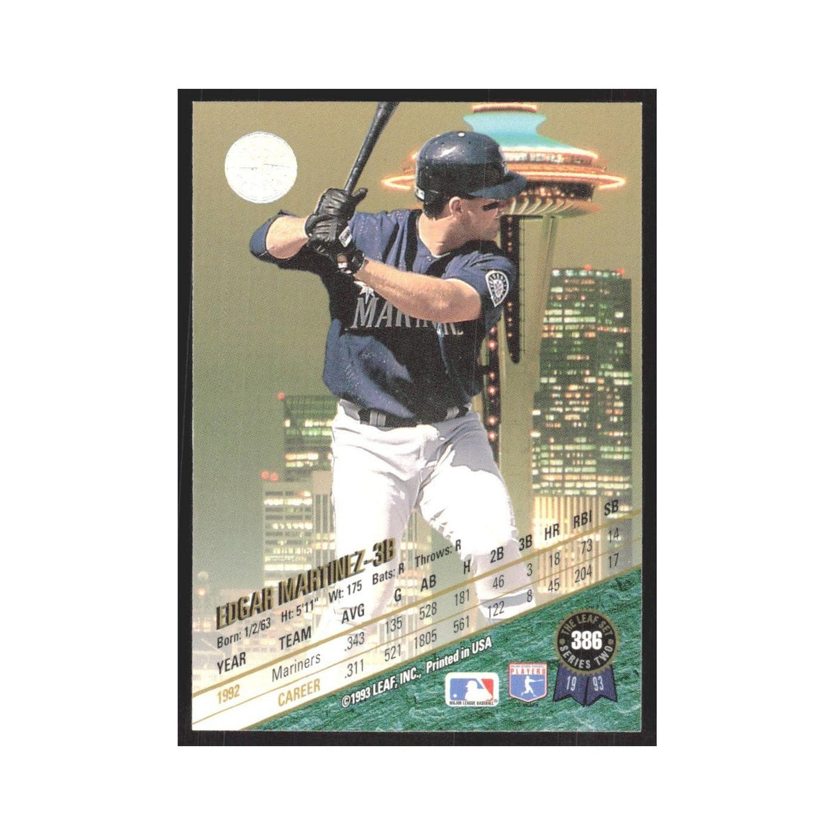 1993 Leaf Edgar Martinez Mariners #386