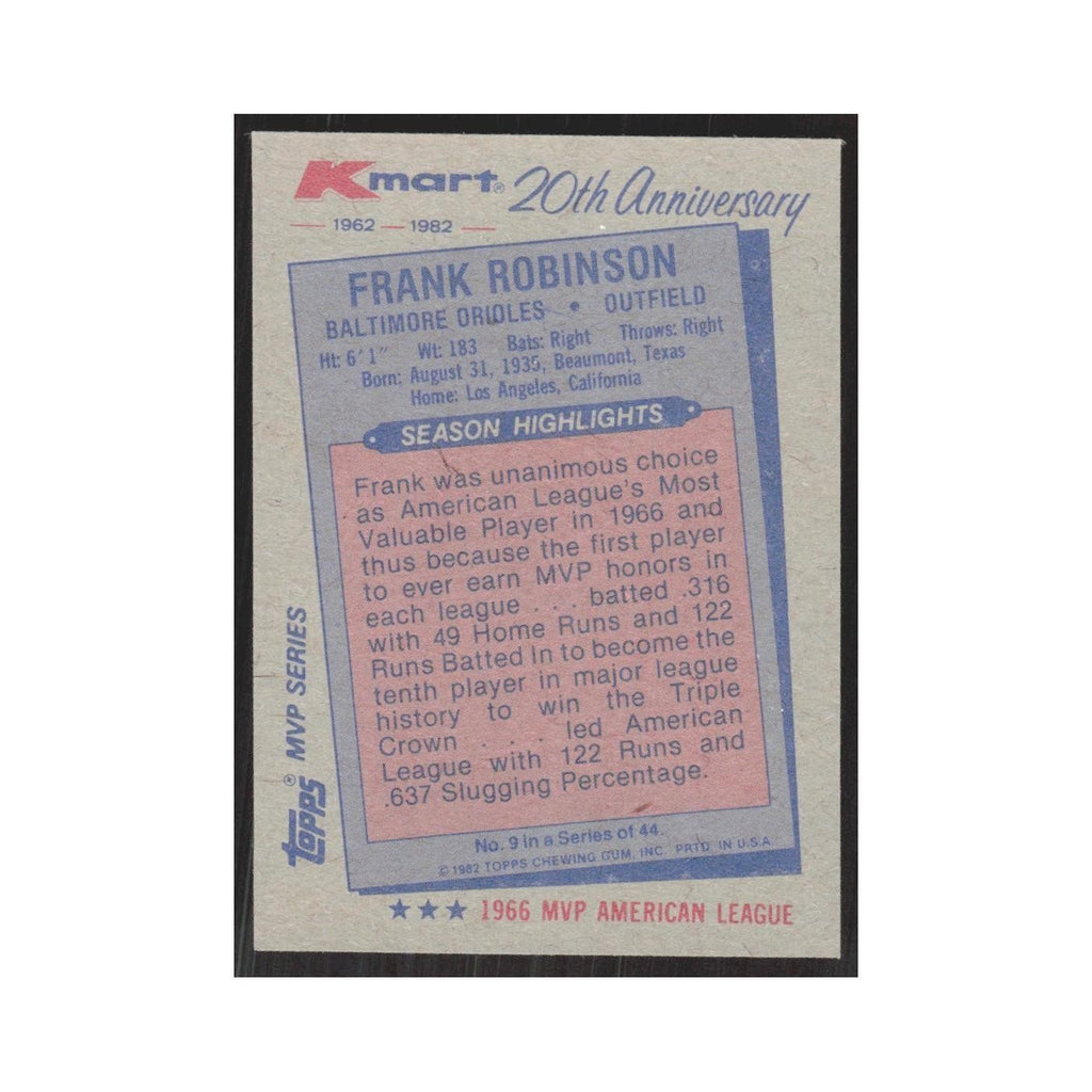 1982 Topps Kmart Frank Robinson Orioles #9