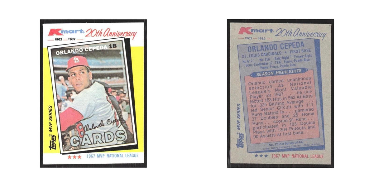 1982 Topps Kmart Orlando Cepeda Cardinals #12