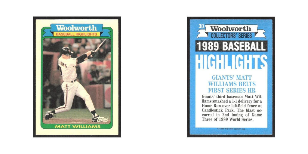 1990 Topps Woolworth Matt Williams Giants #30
