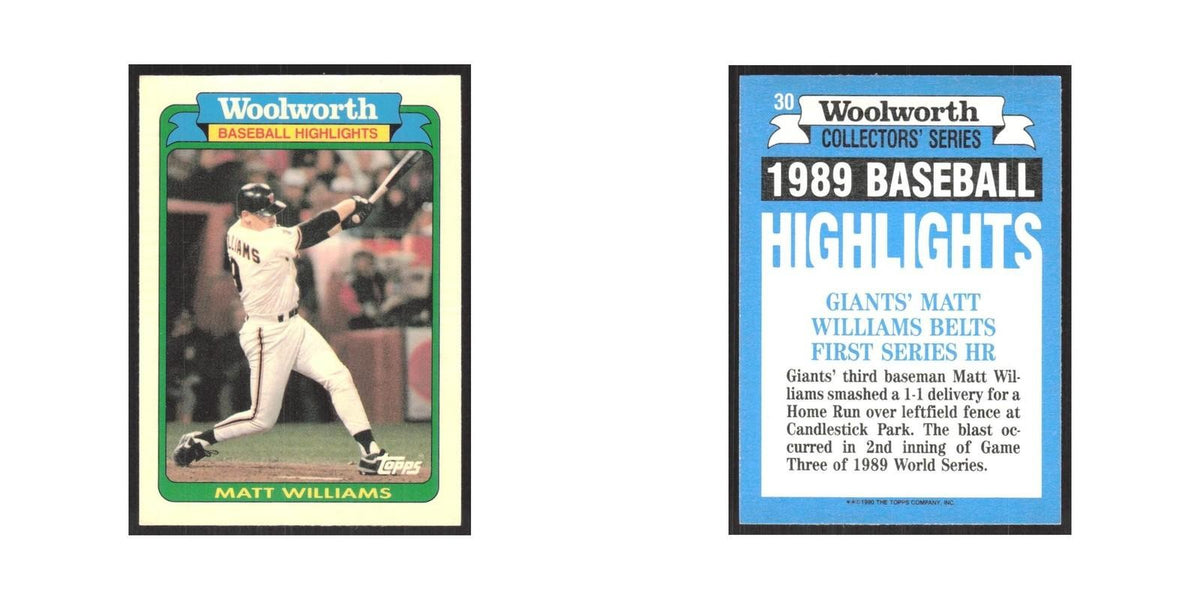 1990 Topps Woolworth Matt Williams Giants #30