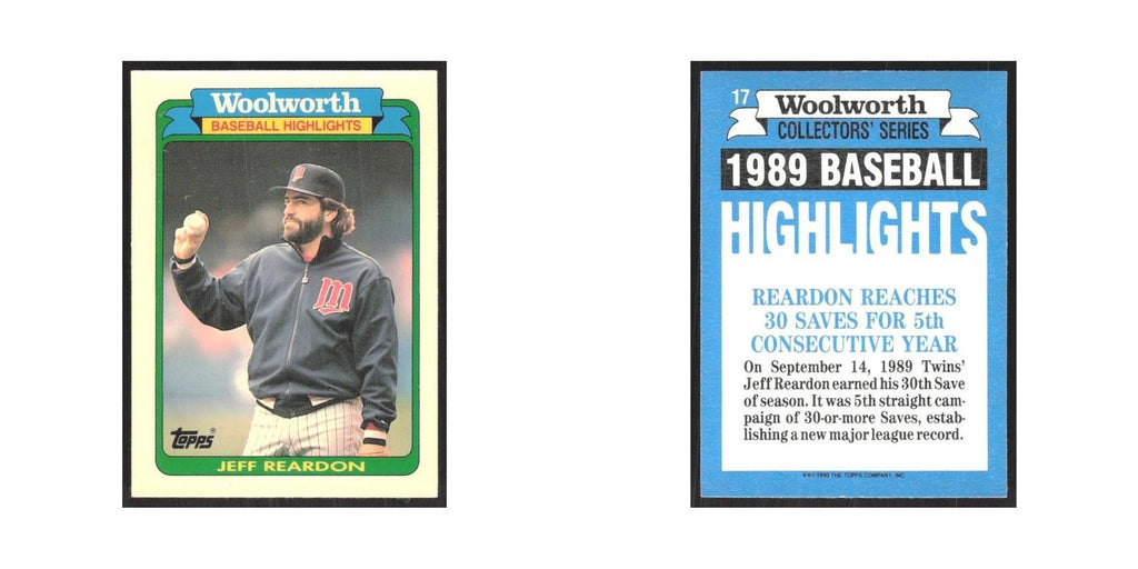 1990 Topps Woolworth Jeff Reardon Twins #17