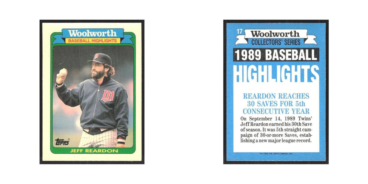 1990 Topps Woolworth Jeff Reardon Twins #17