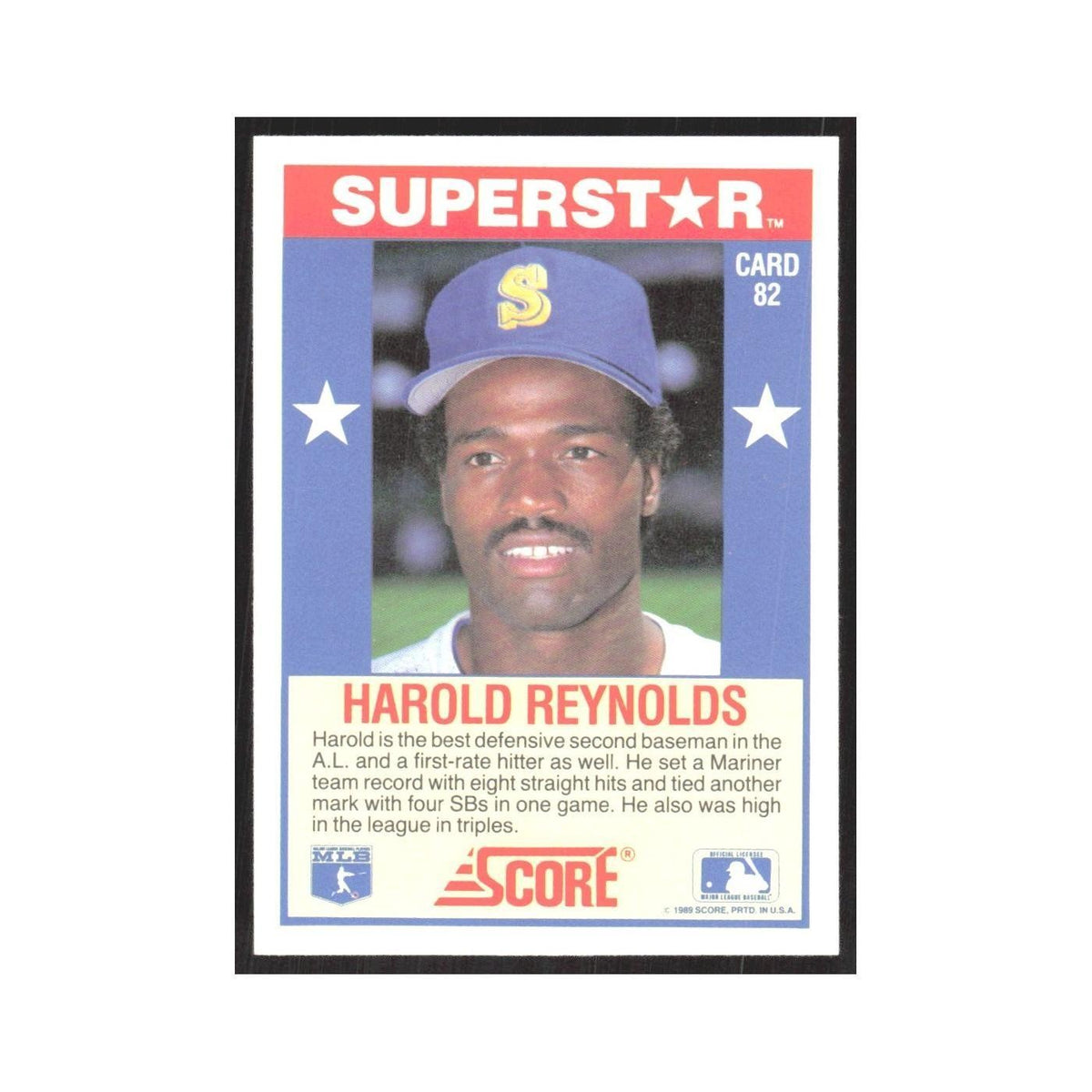 1989 Score Superstars Harold Reynolds Mariners #82
