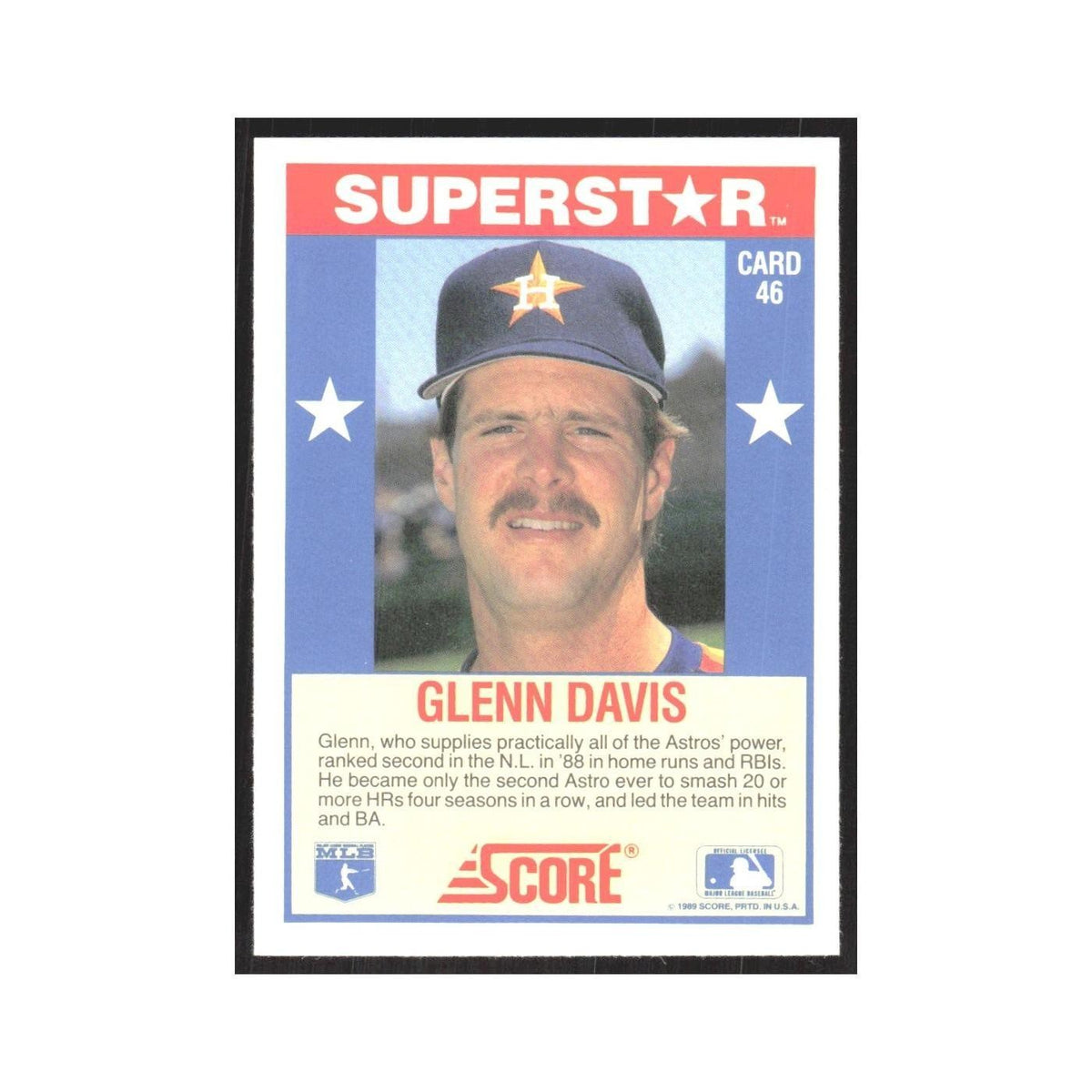 1989 Score Superstars Glenn Davis Astros #46