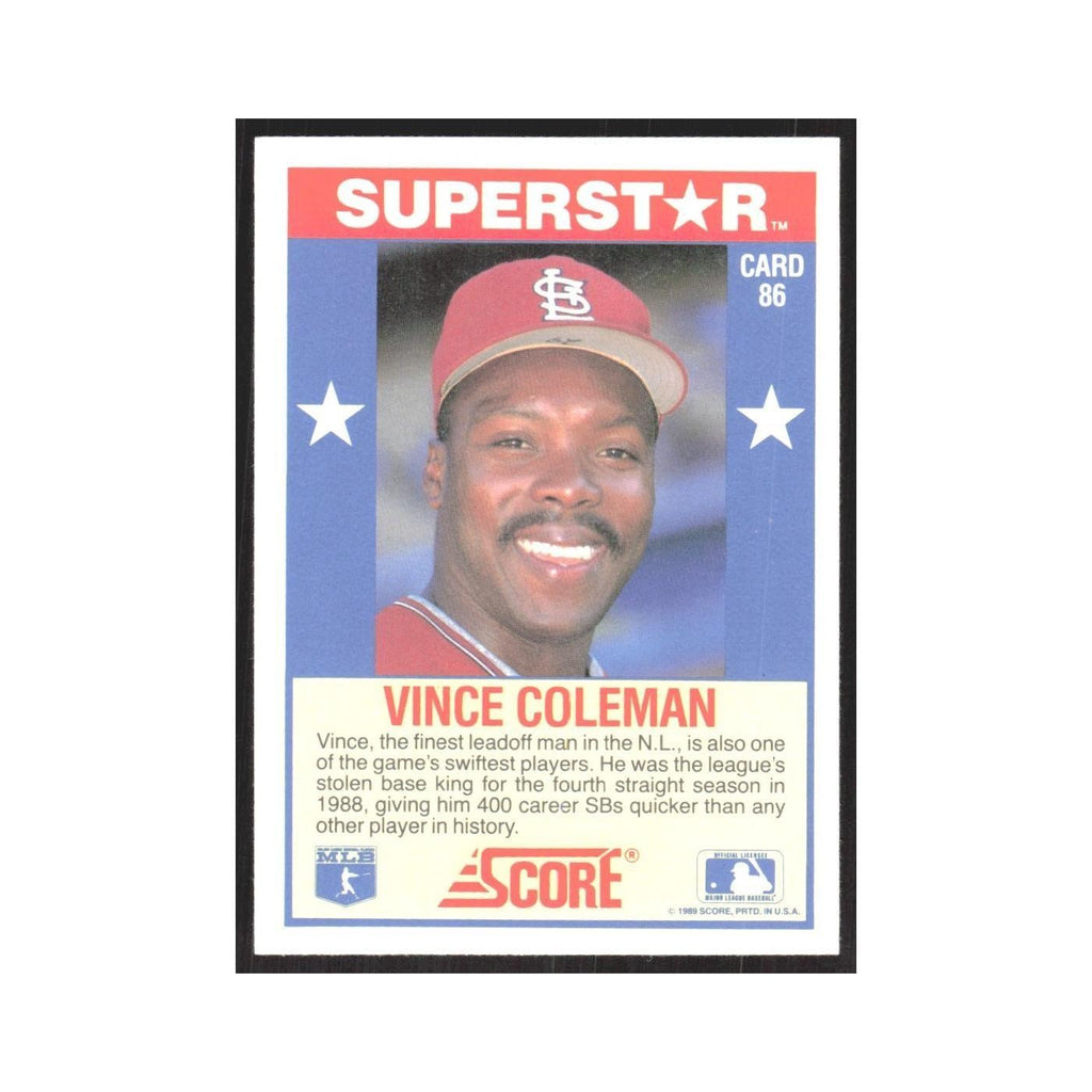 1989 Score Superstars Vince Coleman Cardinals #86