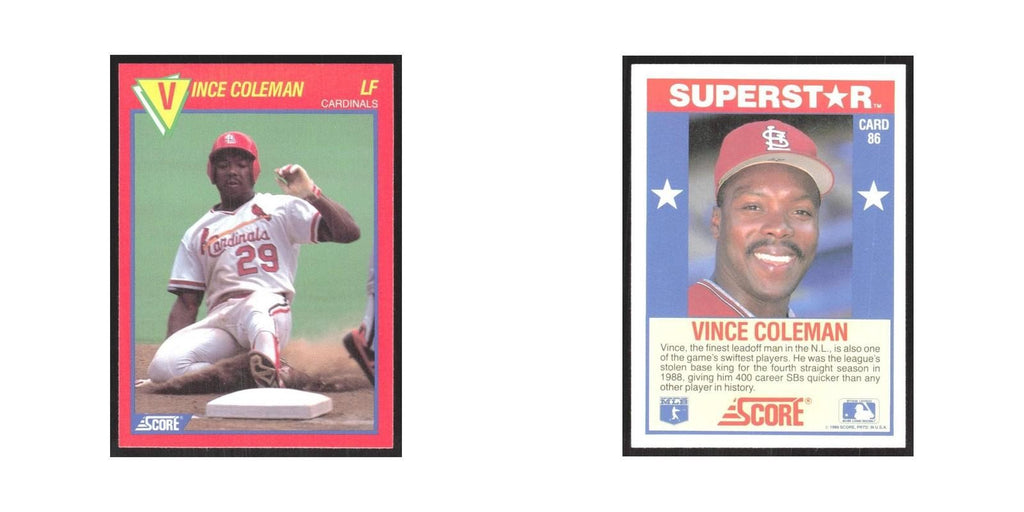 1989 Score Superstars Vince Coleman Cardinals #86