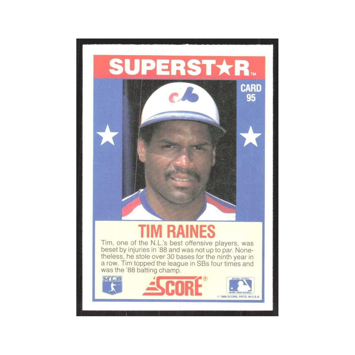 1989 Score Superstars Tim Raines Montreal Expos #95