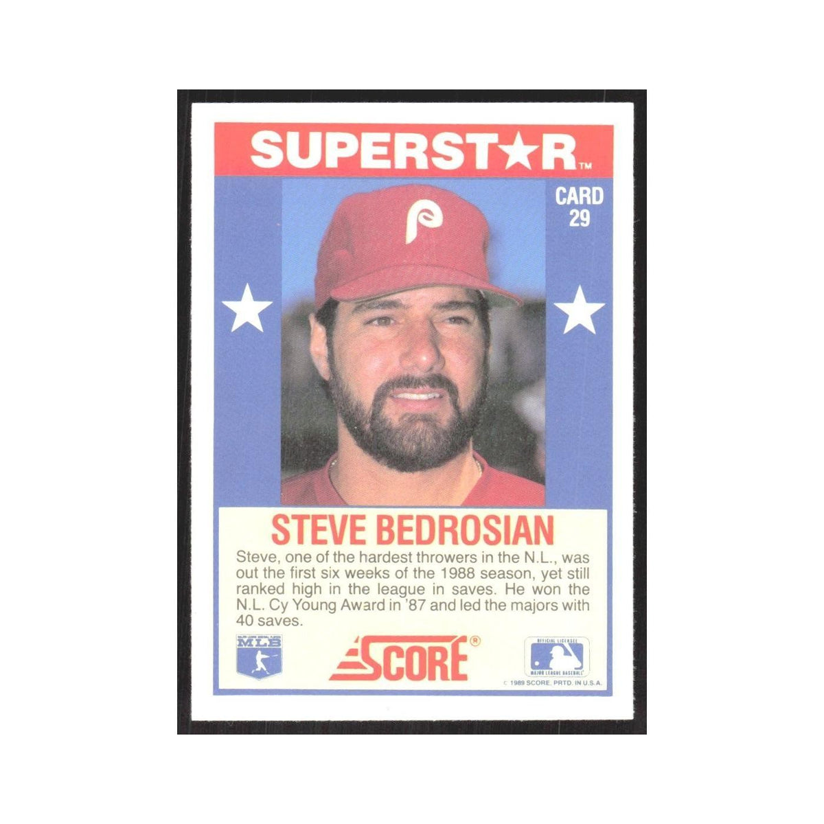 1989 Score Superstars Steve Bedrosian Phillies #29