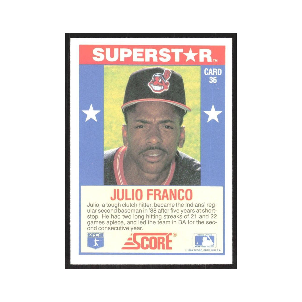 1989 Score Superstars Julio Franco Indians #36
