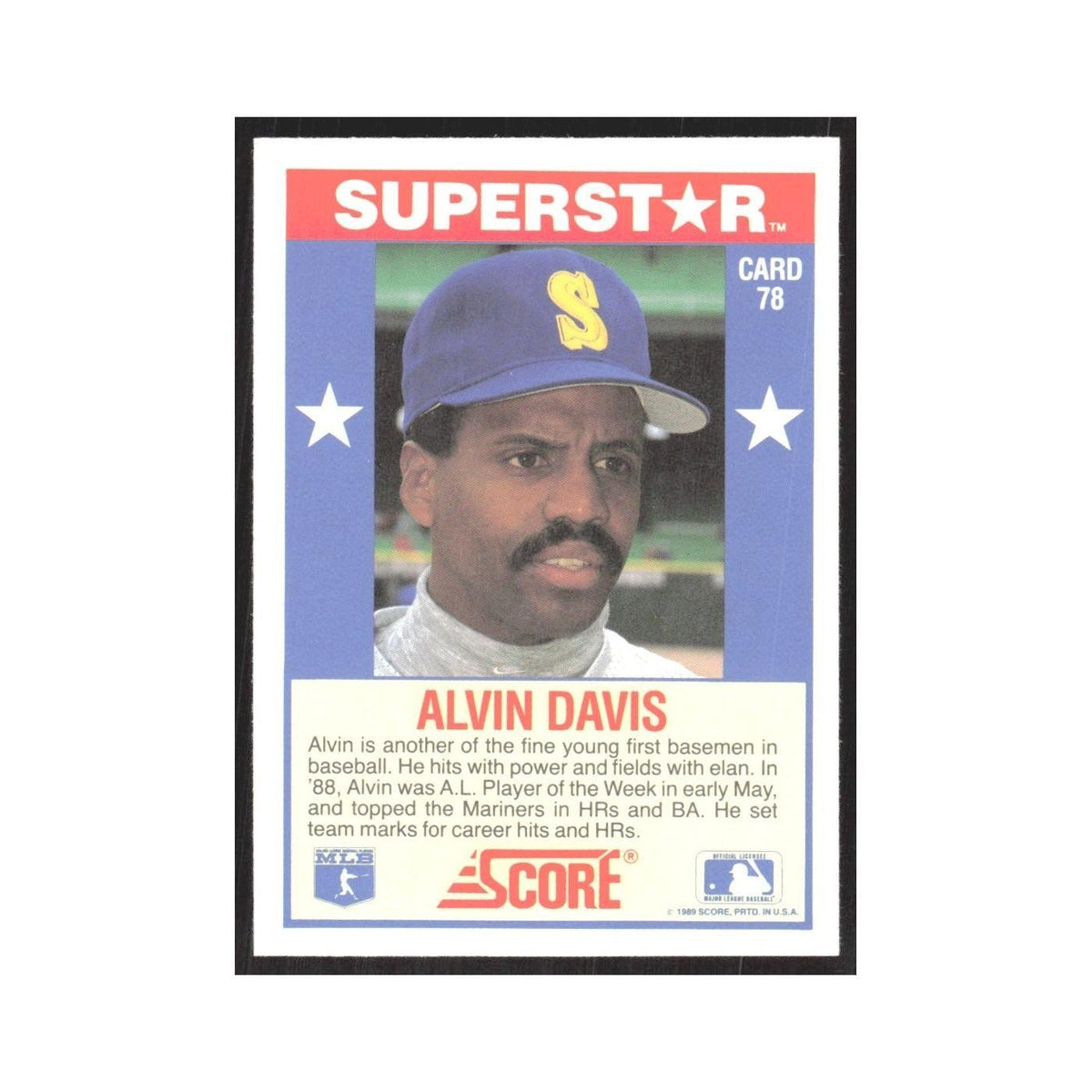 1989 Score Superstars Alvin Davis Mariners #78