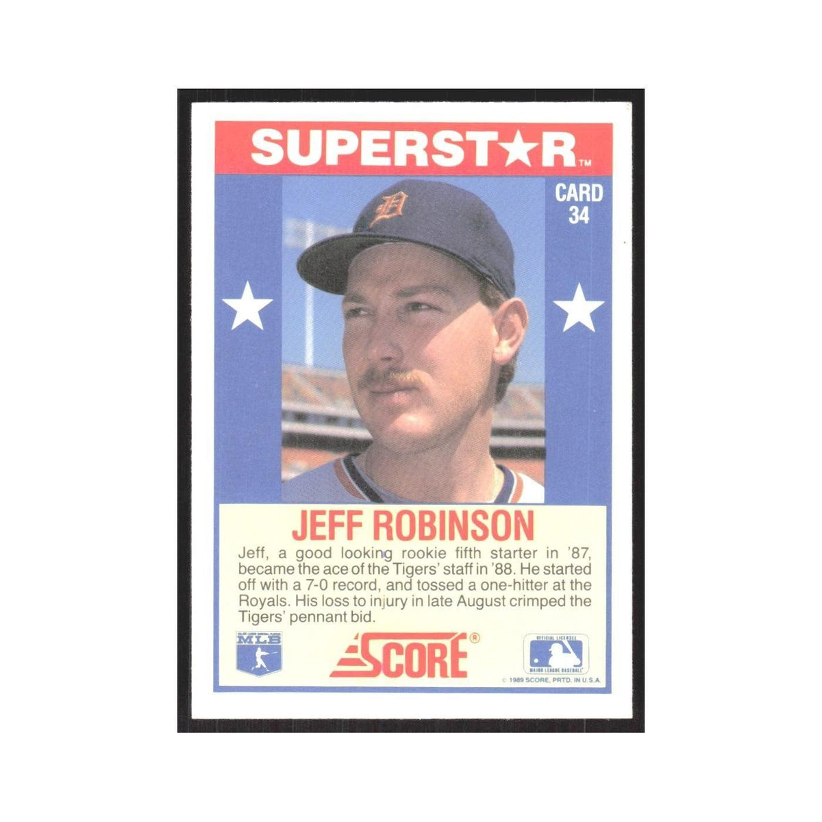 1989 Score Superstars Jeff Robinson Tigers #34
