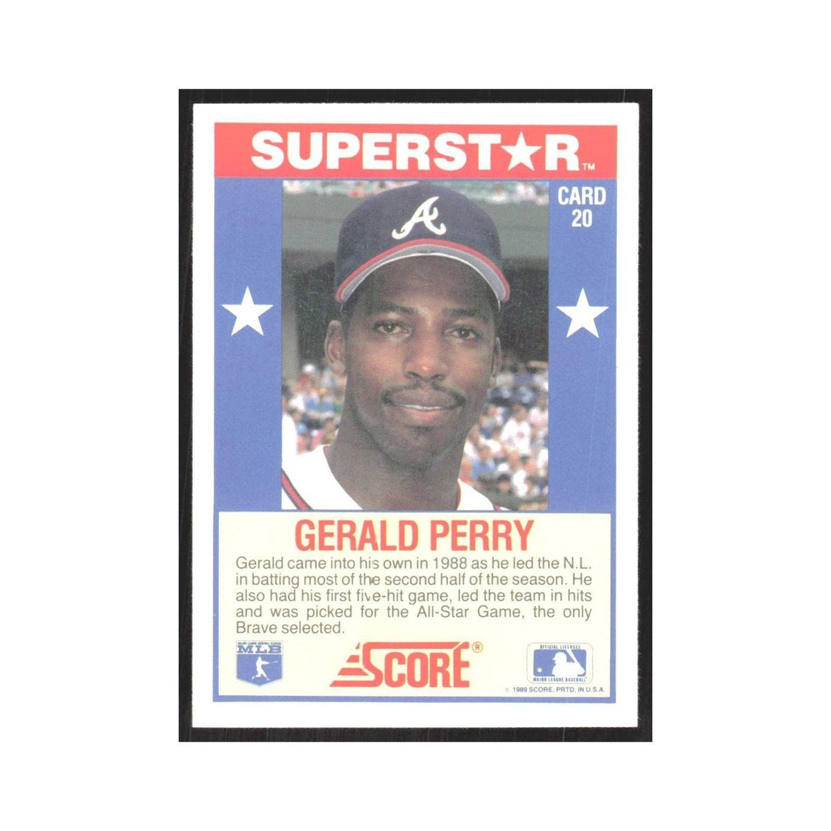 1989 Score Superstars Gerald Perry Braves #20