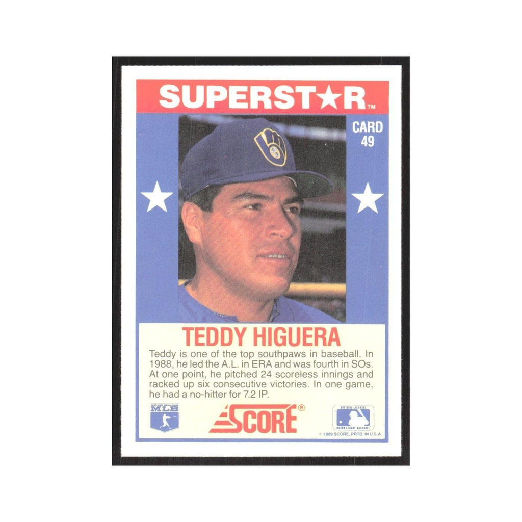 1989 Score Superstars Teddy Higuera Brewers #49