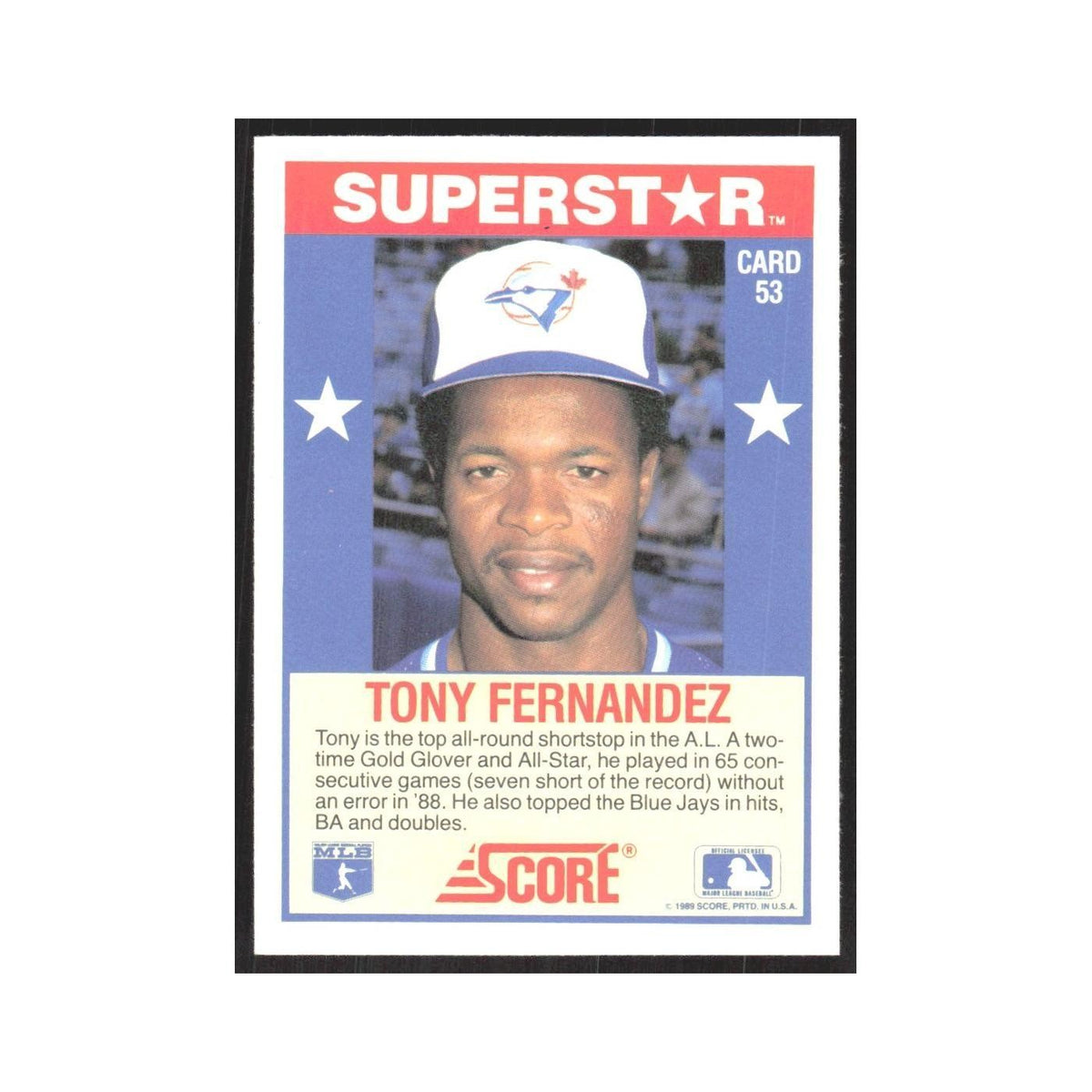 1989 Score Superstars Tony Fernandez Blue Jays #53