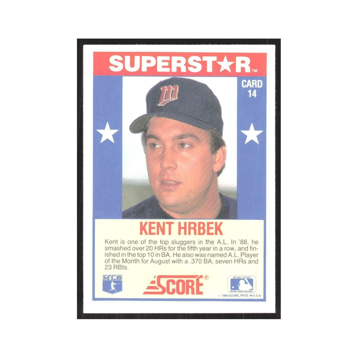 1989 Score Superstars Kent Hrbek Twins #14