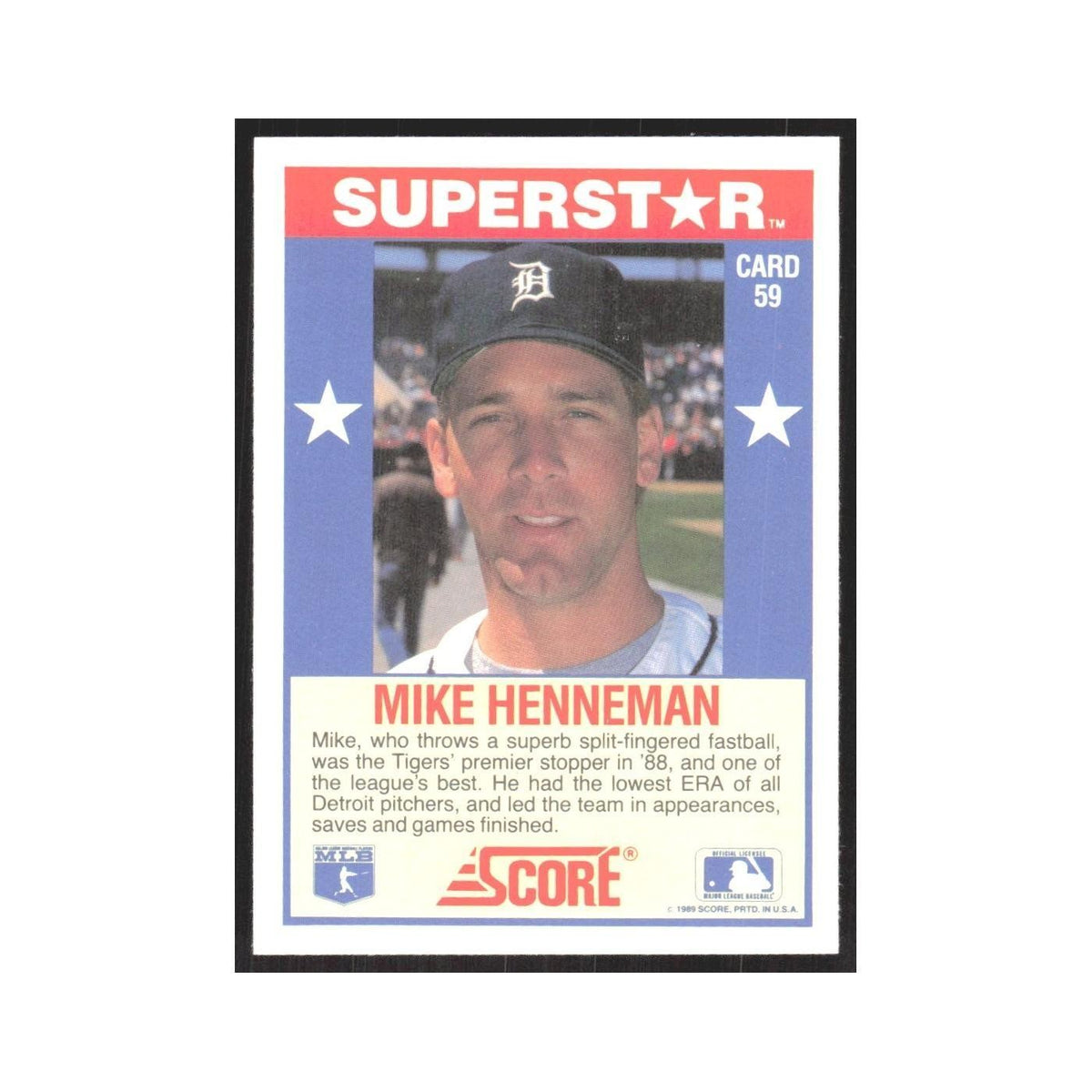 1989 Score Superstars Mike Henneman Tigers #59