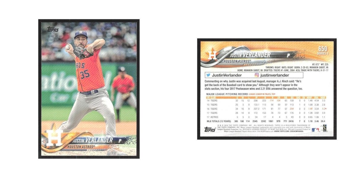 2018 Topps Justin Verlander Astros #650