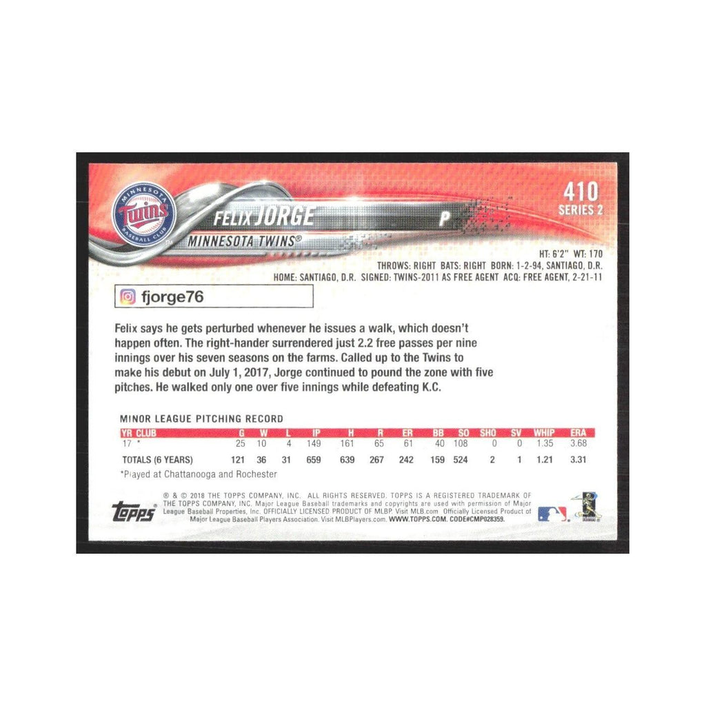 2018 Topps Felix Jorge RC Twins #410