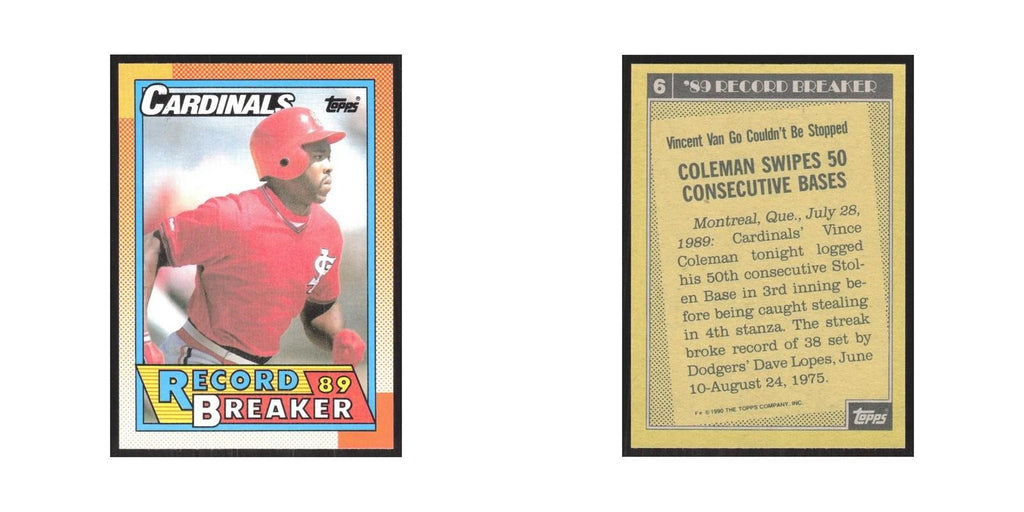 1990 Topps Vince Colman Cardinals #6.0