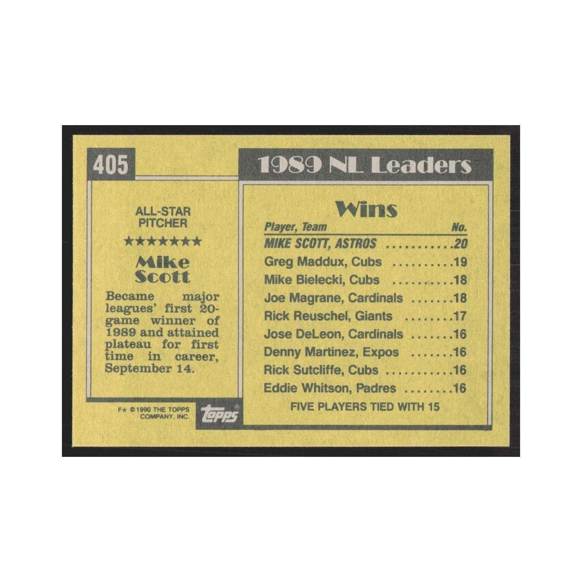 1990 Topps Mike Scott Astros #405.0