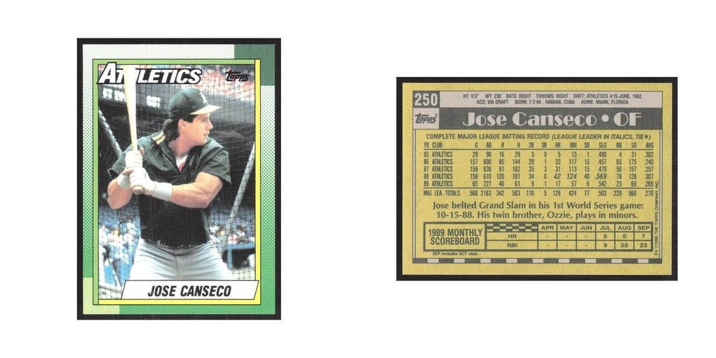 1990 Topps Jose Canseco Athletics #250.0