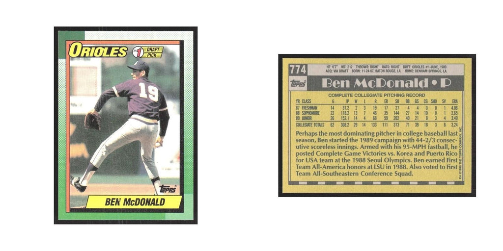 1990 Topps Ben McDonald Orioles #774.0