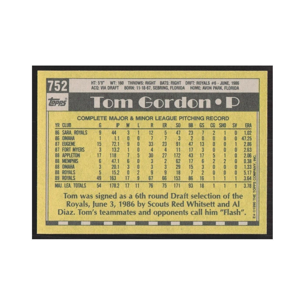 1990 Topps Tom Gordon Royals #752.0