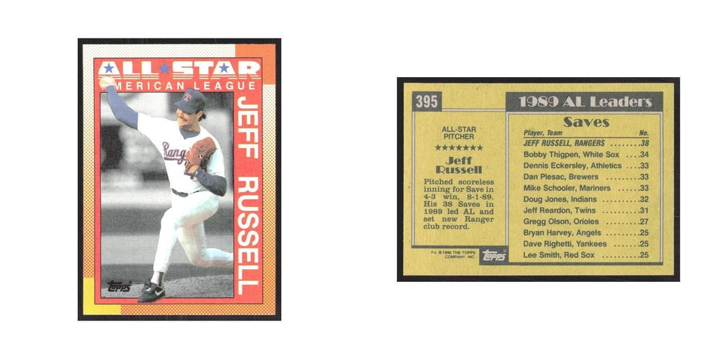 1990 Topps Jeff Russell Rangers #395.0