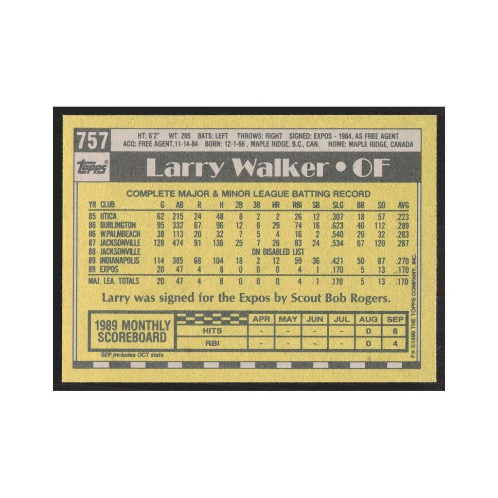 1990 Topps Larry Walker Montreal Expos #757.0