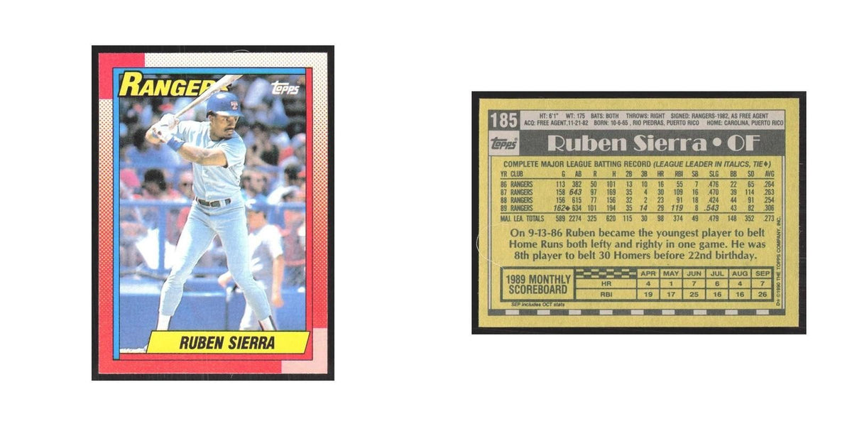 1990 Topps Ruben Sierra Rangers #185.0