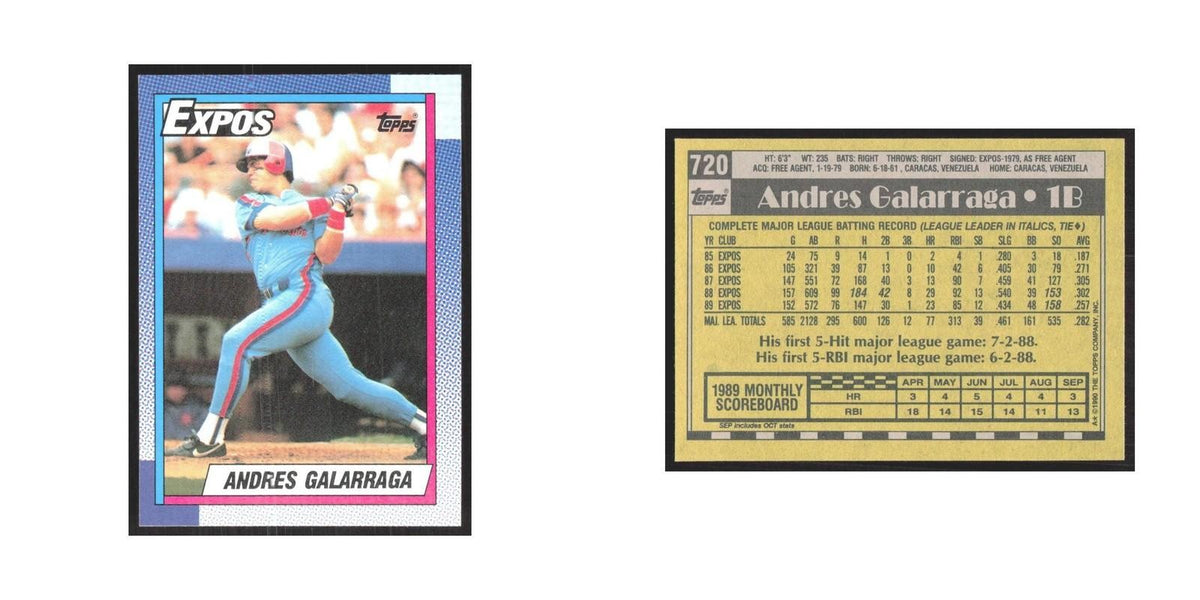 1990 Topps Andres Galarraga Montreal Expos #720.0