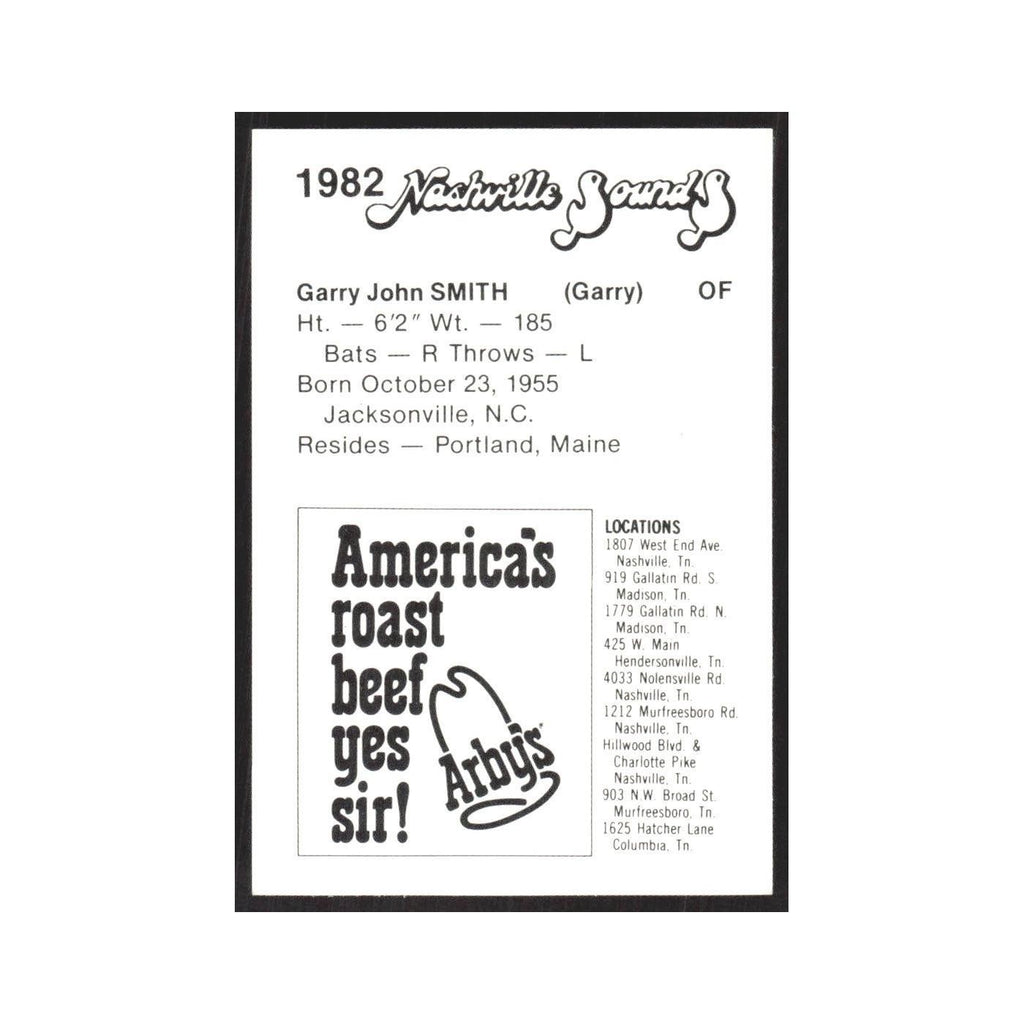 1982 Arbys Minor Leage Garry Smith Nashville Sounds #nan