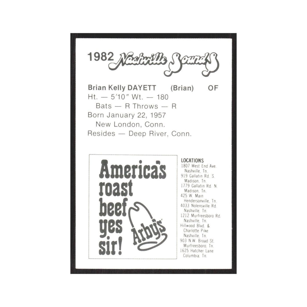1982 Arbys Minor Leage Brian Dayett Nashville Sounds #nan