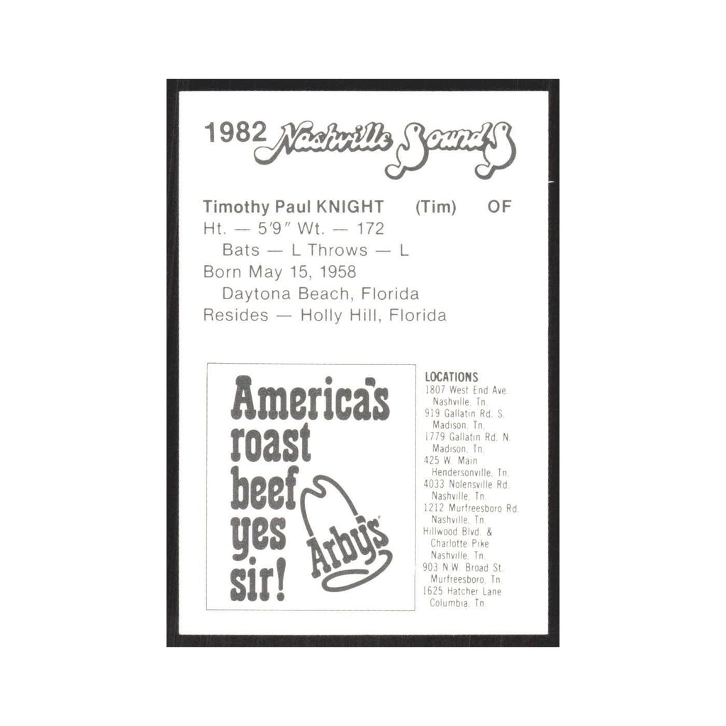 1982 Arbys Minor Leage Tim Knight Nashville Sounds #nan