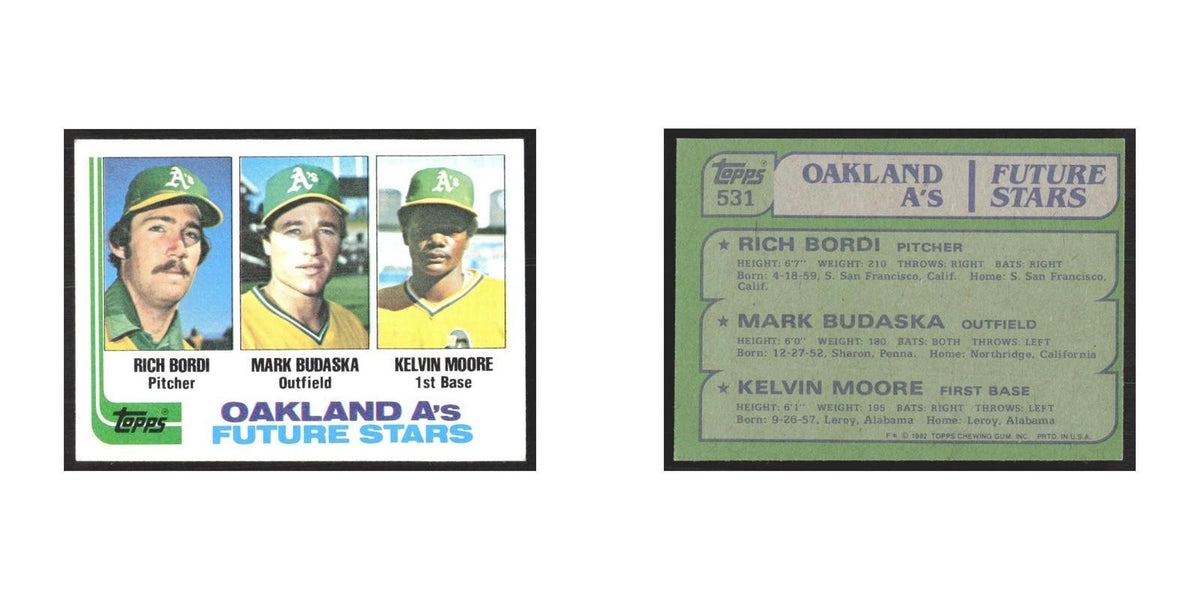 1982 Topps Rich Bordi/Mark Budaska/Kelvin Moore Athletics #531