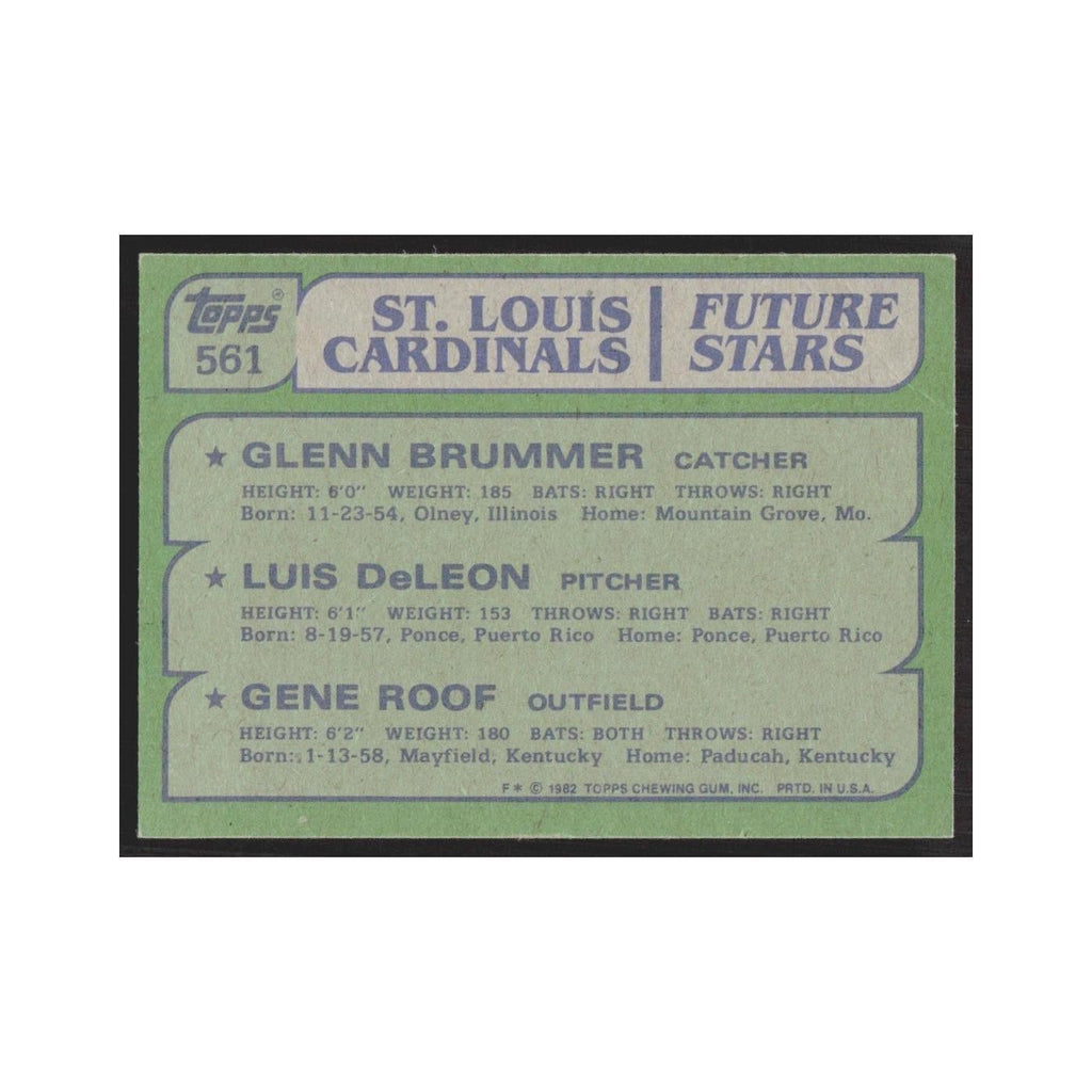 1982 Topps Glenn Brummer/Luis DeLeon/Gene Roof Cardinals #561